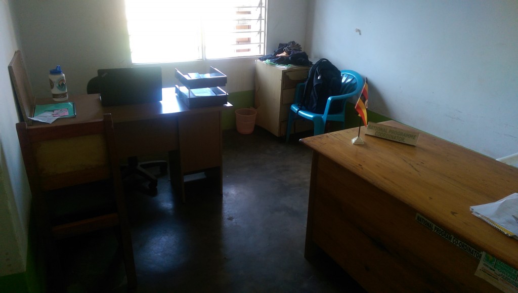 This is my office I share with Moses. My desk is on the left. It's not bad. We have no internet so I have to use my own modem.